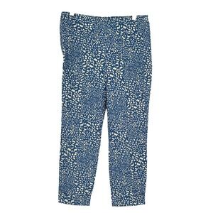 Cooper & ella Ankle Pants Blue Leopard Print Cuffed Stretch Size 10